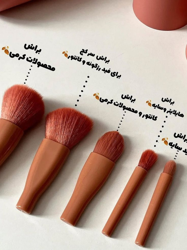 ست براش آرایشی مسافرتی آینهدار ۶ تکه